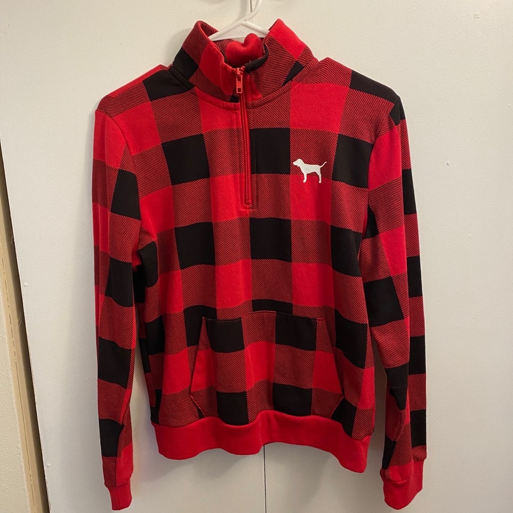 VS PINK Buffalo Plaid Quarter Zip!